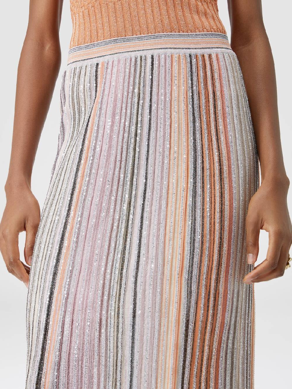 Missoni Gonna lunga parzializzata a costine con paillettes Italy