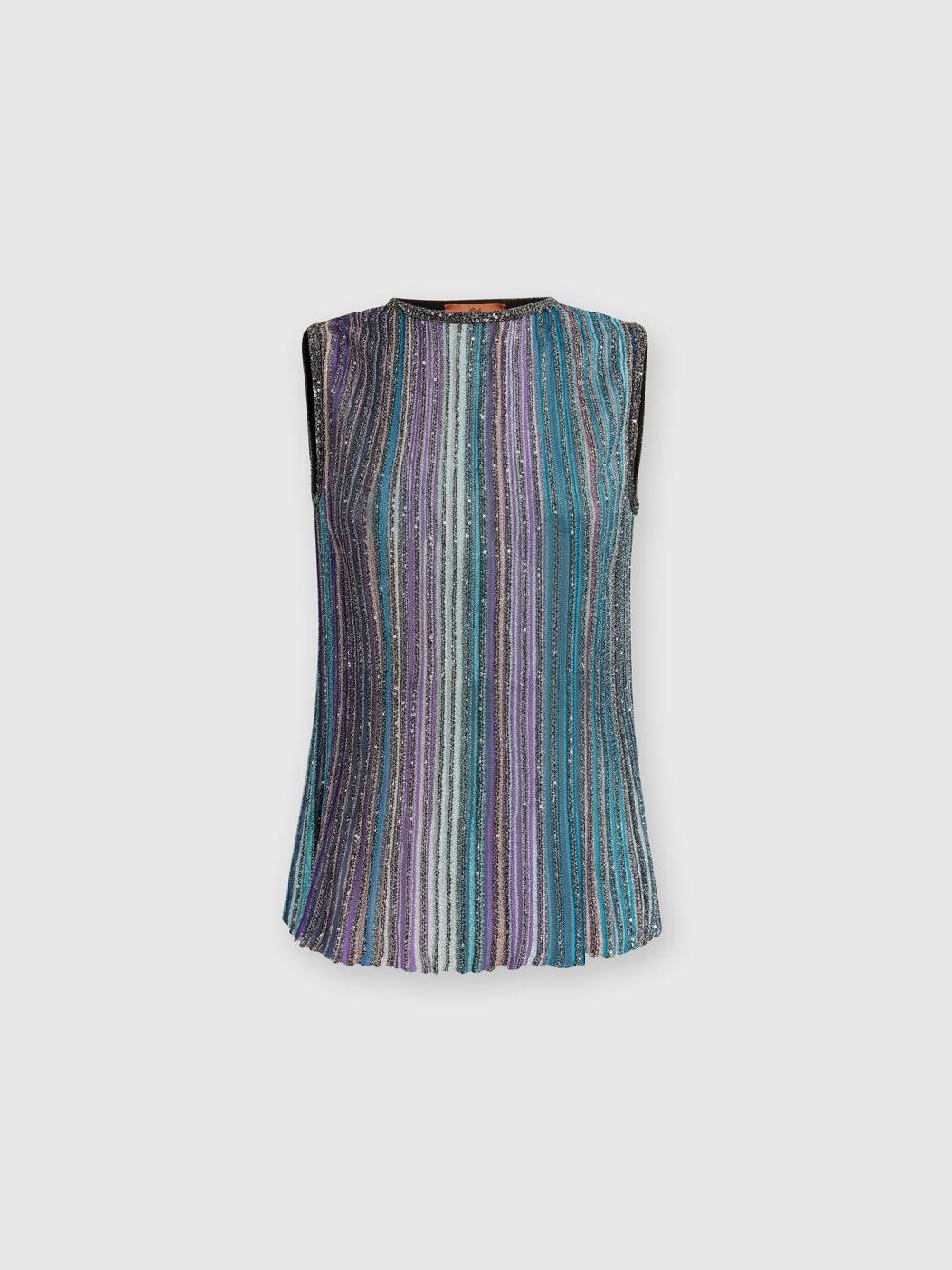 Missoni Top senza maniche svasato a costine con paillettes Italia