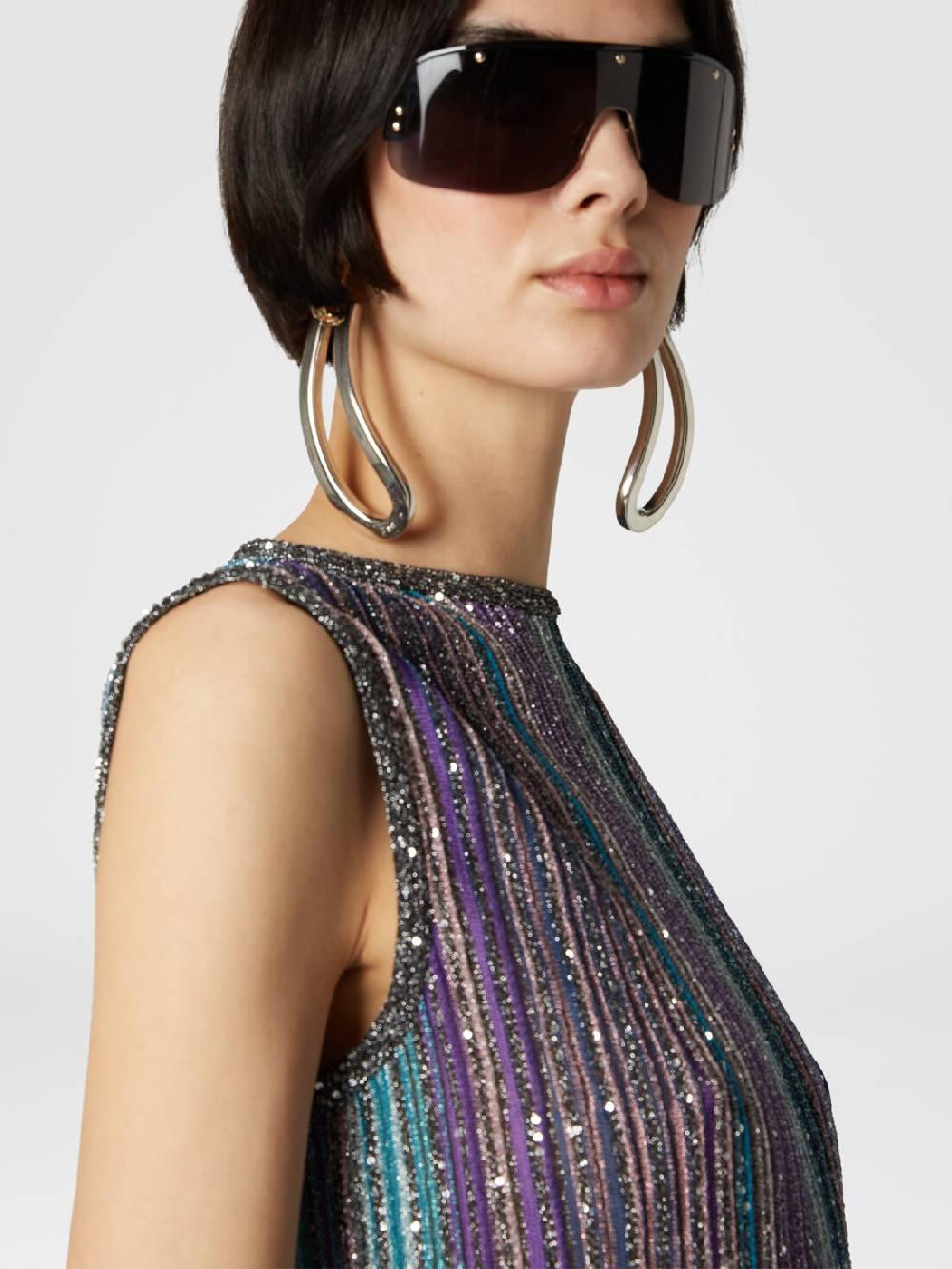 Missoni Top senza maniche svasato a costine con paillettes Italia