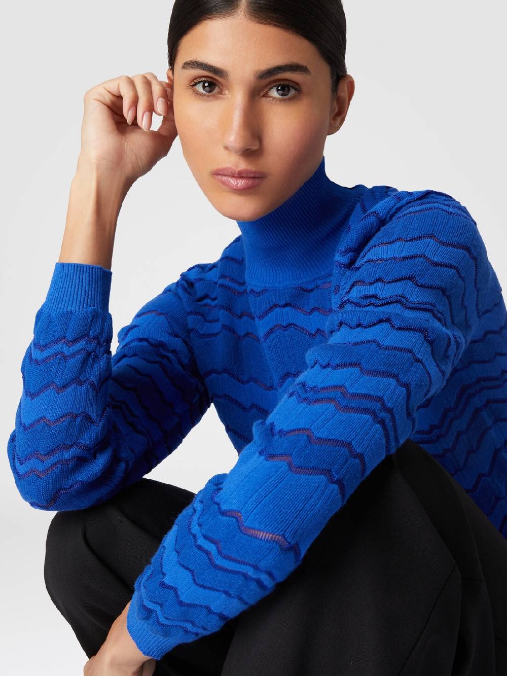 Missoni Lupetto in viscosa e lana con zig zag tono su tono Nuovo