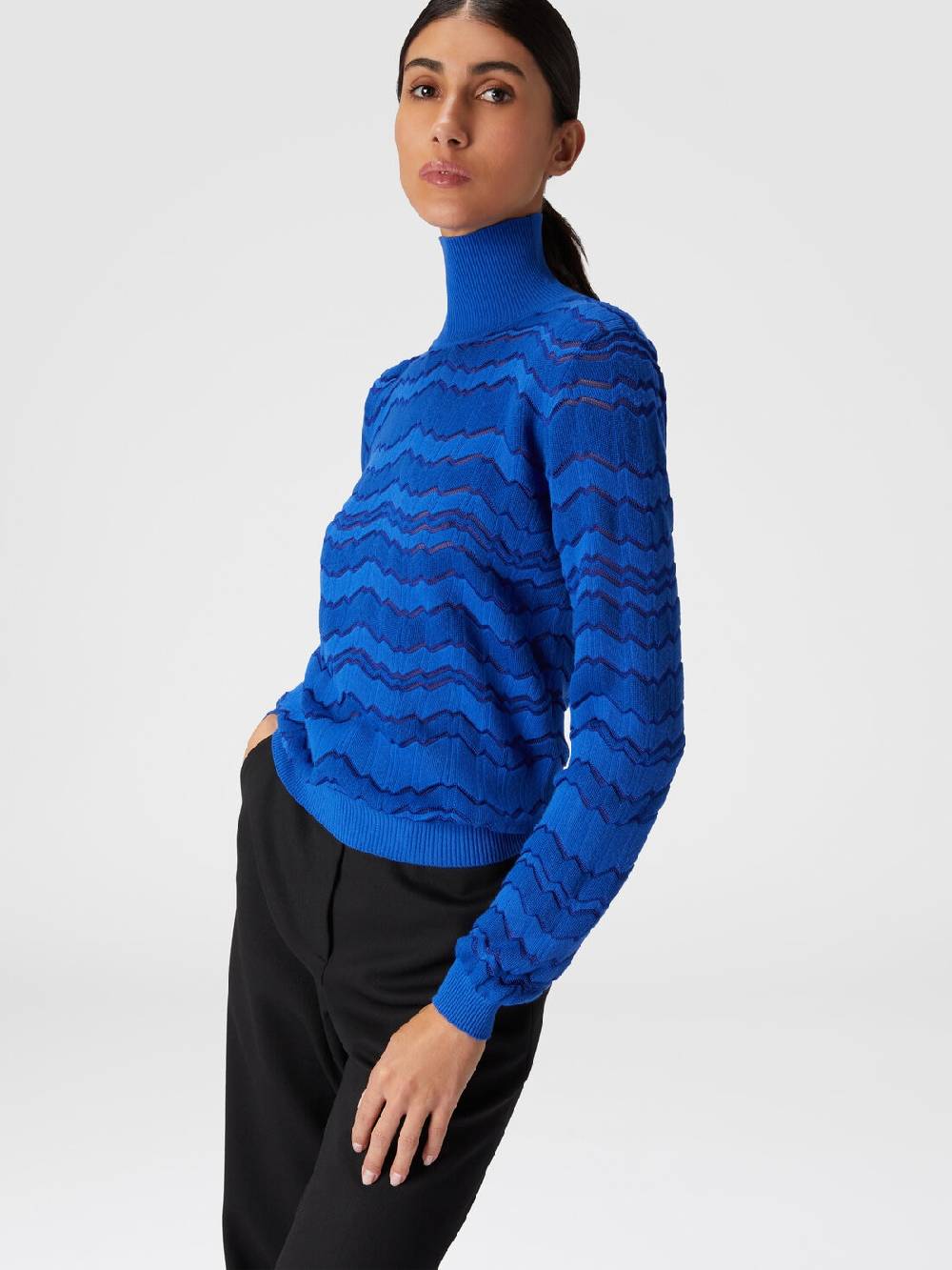 Missoni Lupetto in viscosa e lana con zig zag tono su tono Nuovo