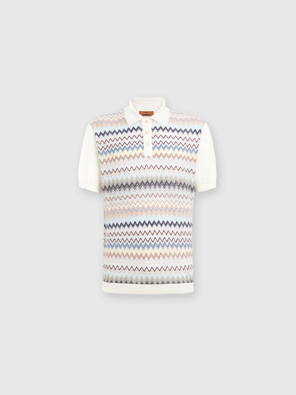 Missoni Polo in maglia di cotone zig zag con inserti tinta unita Acquista Ora