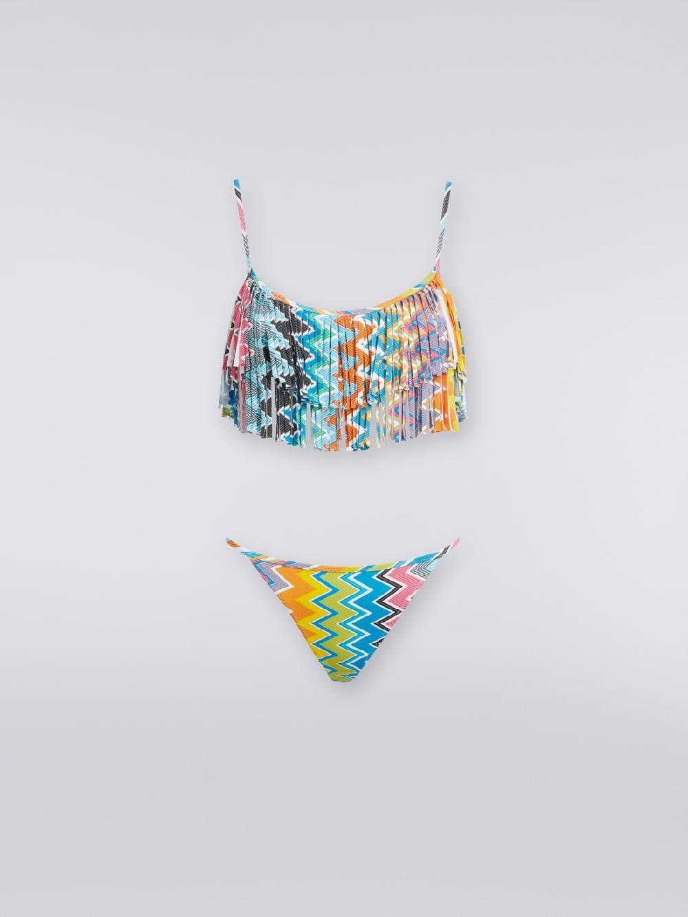 Missoni Bikini in tessuto stretch stampato con top frange Presa
