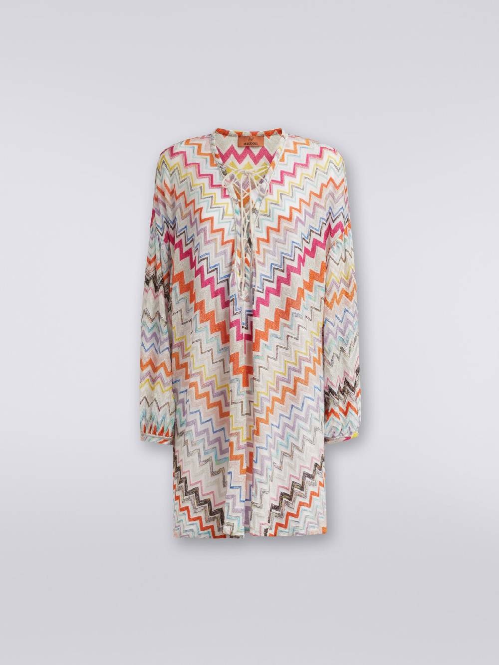 Missoni Caftano copricostume corto con motivo zig zag e lurex Economico