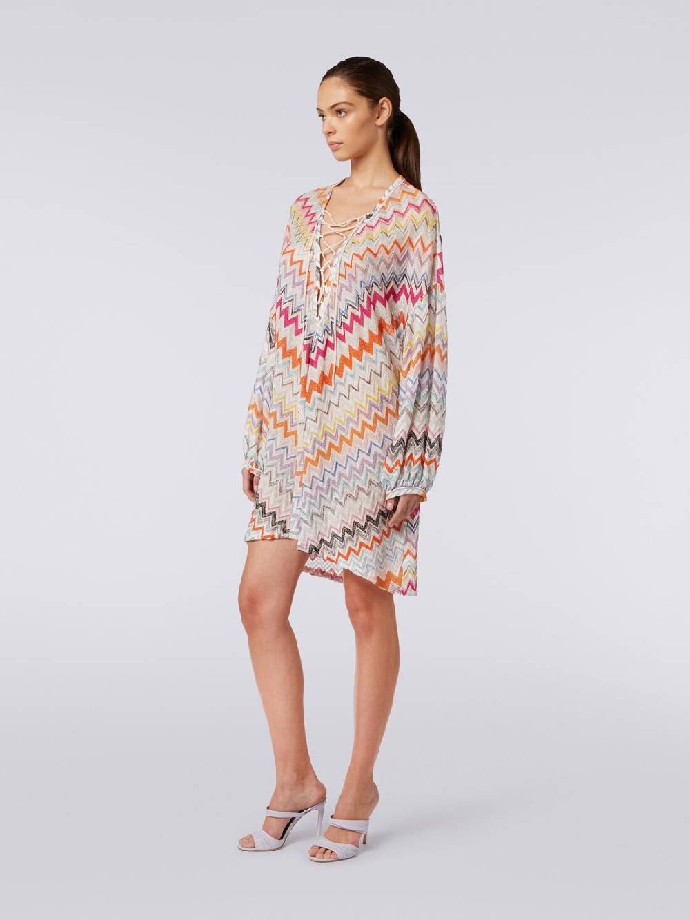 Missoni Caftano copricostume corto con motivo zig zag e lurex Economico
