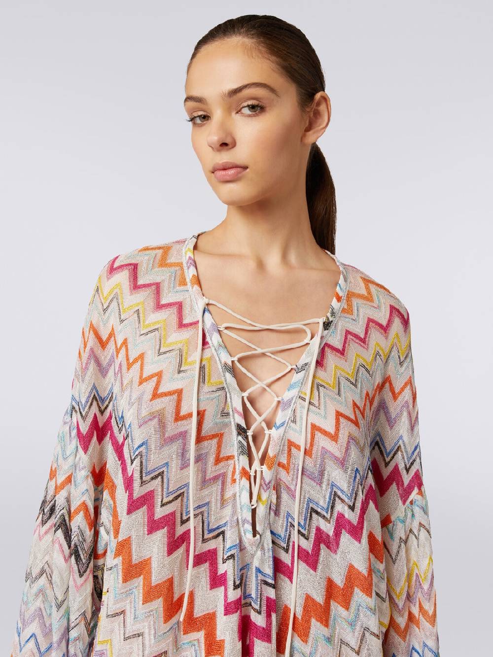 Missoni Caftano copricostume corto con motivo zig zag e lurex Economico
