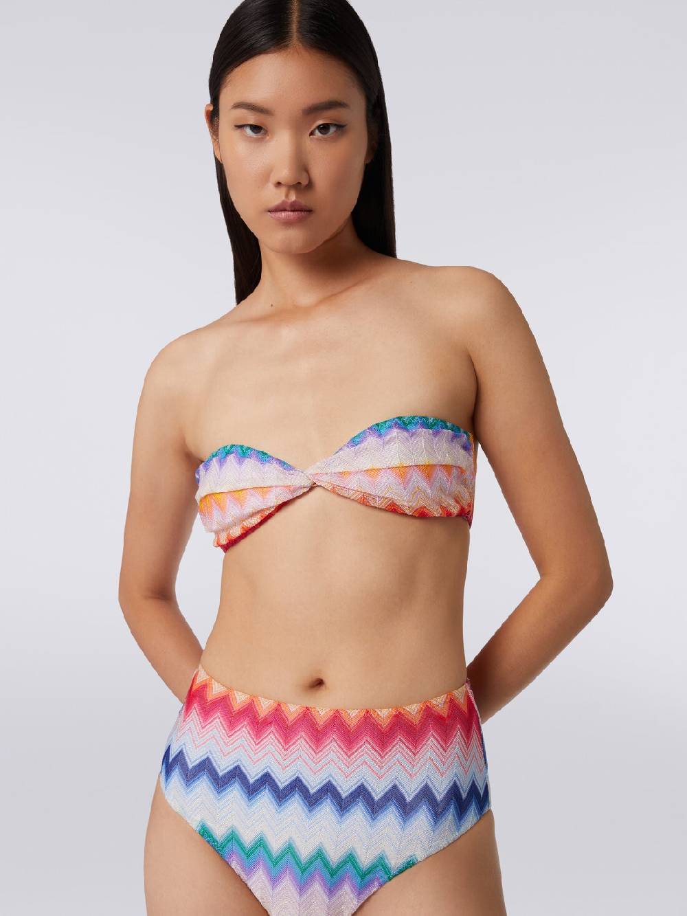 Missoni Bikini con slip a vita alta in tessuto stampa zig zag Saldi Di Fabbrica