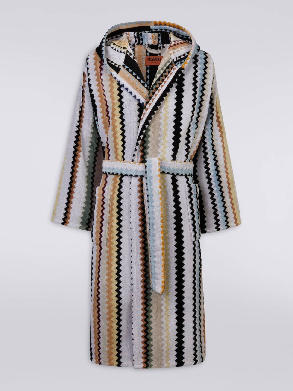 Missoni Accappatoio lungo con cappuccio Curt in spugna di cotone chevron Negozio