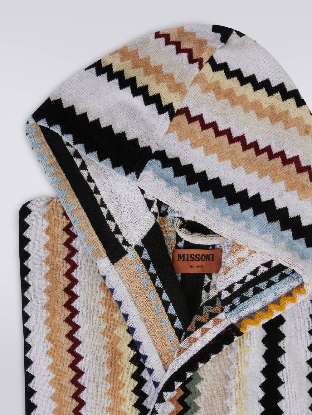 Missoni Accappatoio lungo con cappuccio Curt in spugna di cotone chevron Negozio