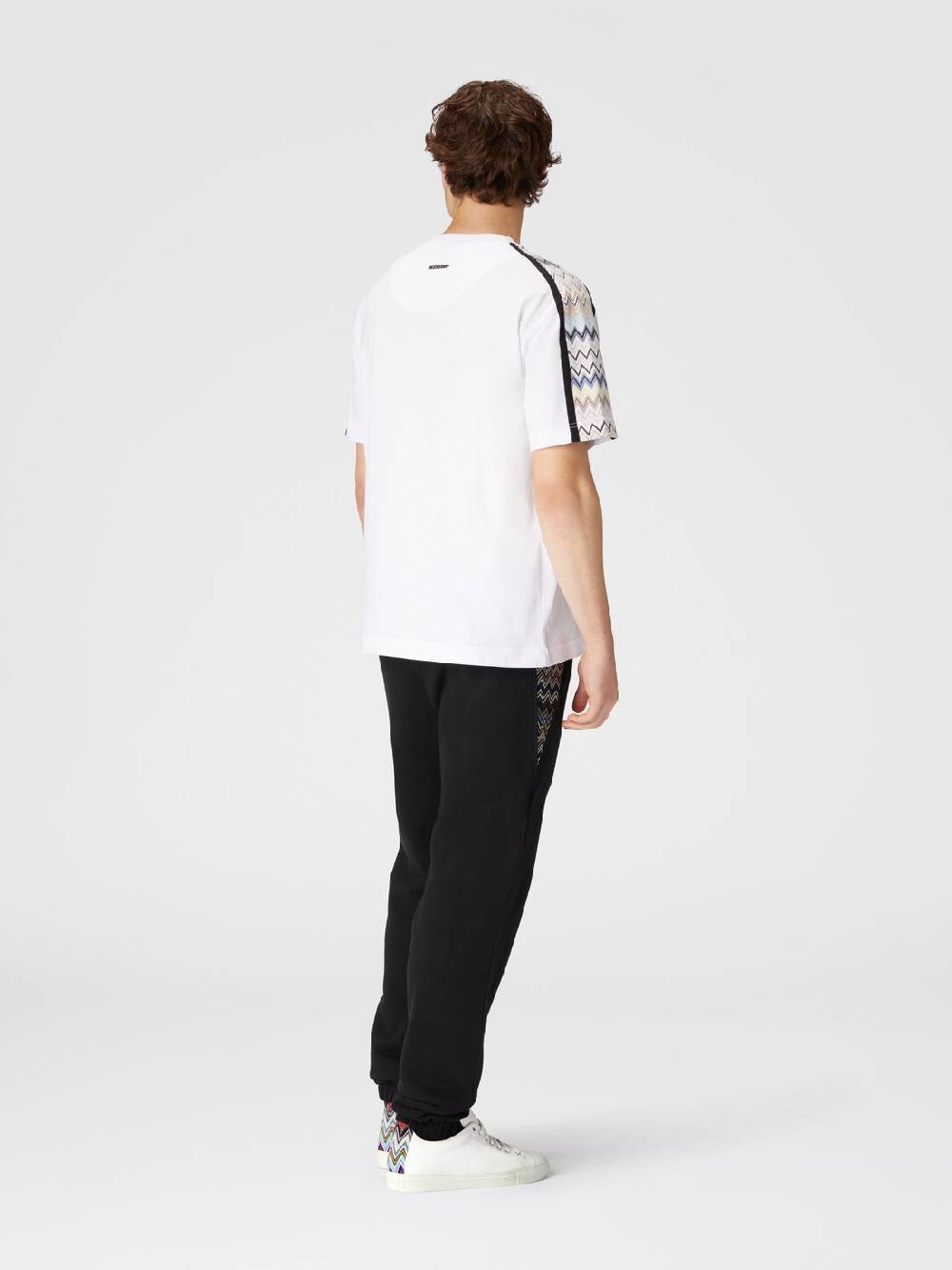 Missoni T-shirt in jersey di cotone con inserti zig zag Nuova