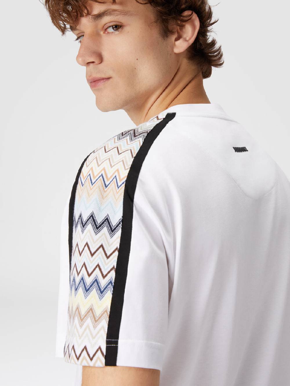 Missoni T-shirt in jersey di cotone con inserti zig zag Nuova