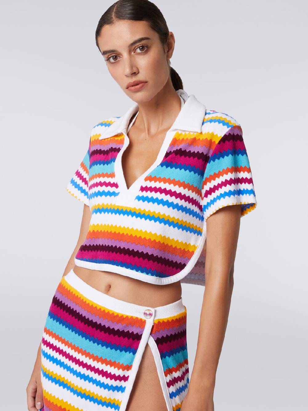Missoni Crop top modello polo in spugna zig zag Prezzo di fabbrica