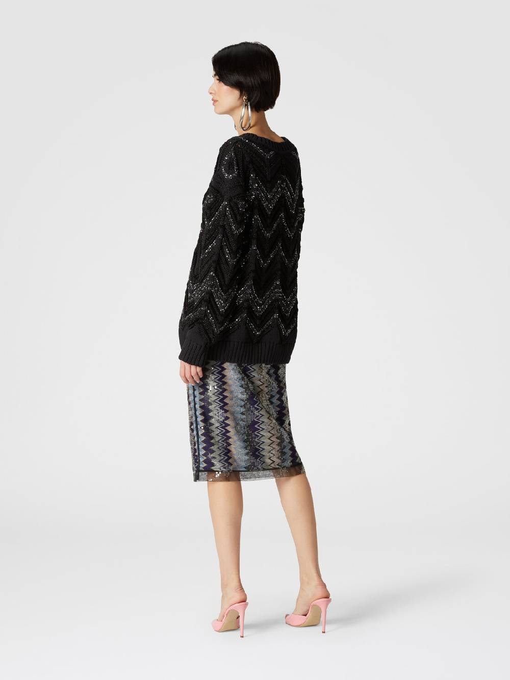 Missoni Pullover oversize con motivo zig zag e paillettes Offerta esclusiva