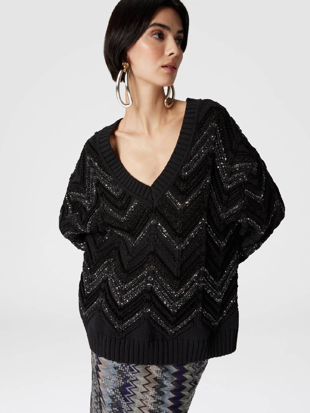 Missoni Pullover oversize con motivo zig zag e paillettes Offerta esclusiva