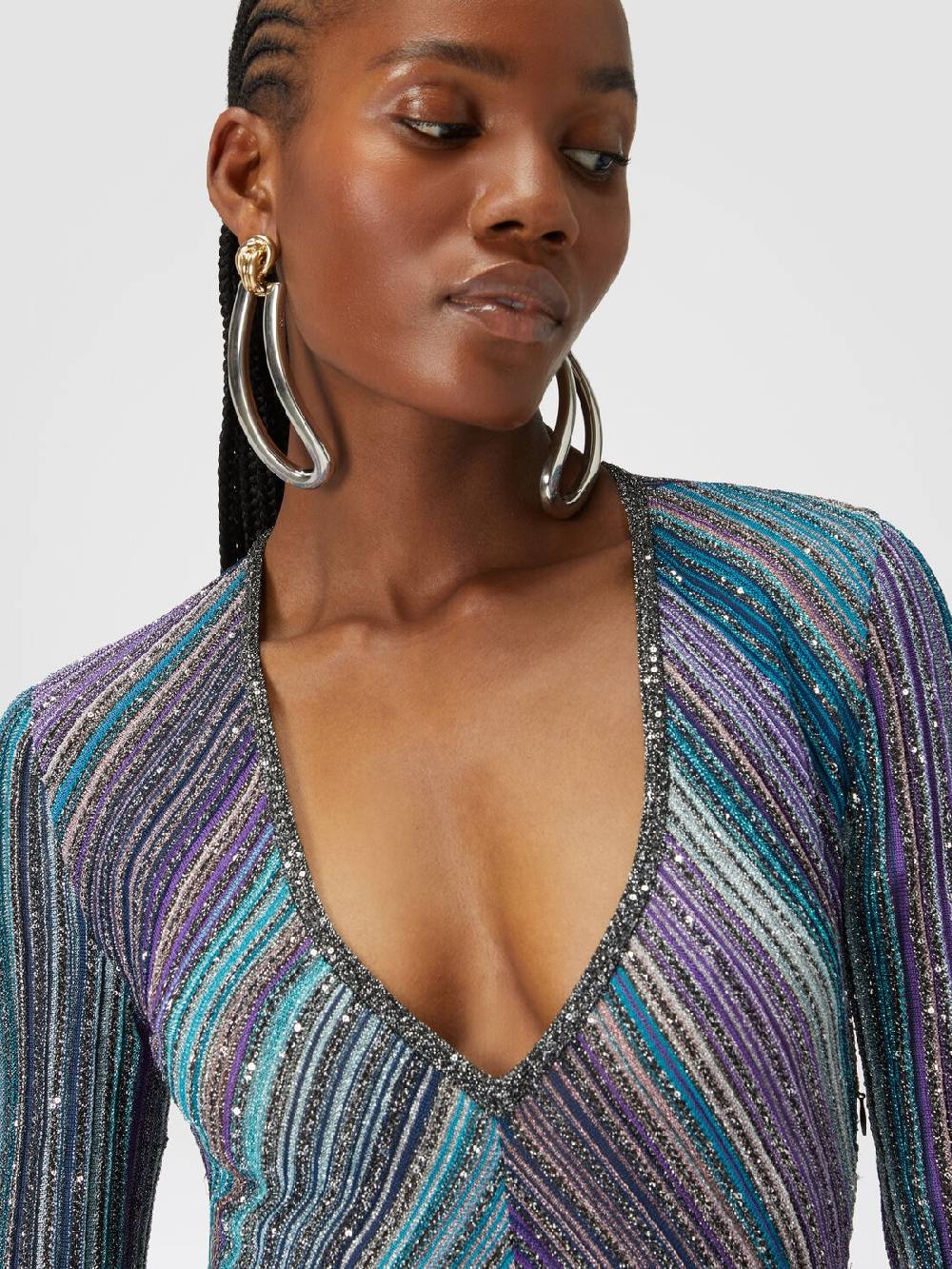 Missoni Abito lungo in maglia plissée lamé Cyber Monday