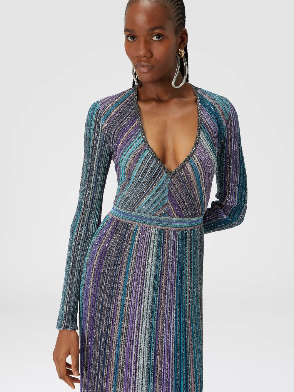 Missoni Abito lungo in maglia plissée lamé Cyber Monday