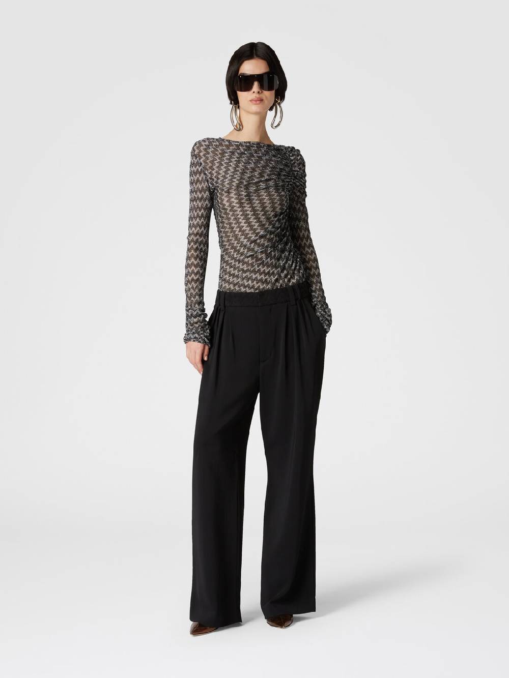 Missoni Pantaloni classici in viscosa con inserto chevron Offerte stagionali