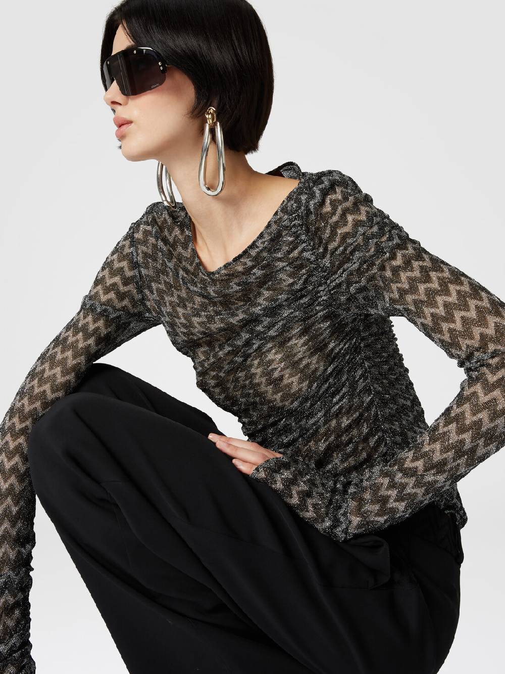 Missoni Pantaloni classici in viscosa con inserto chevron Offerte stagionali