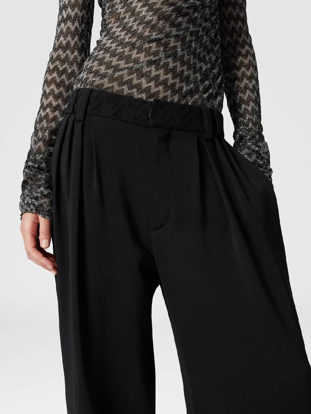 Missoni Pantaloni classici in viscosa con inserto chevron Offerte stagionali