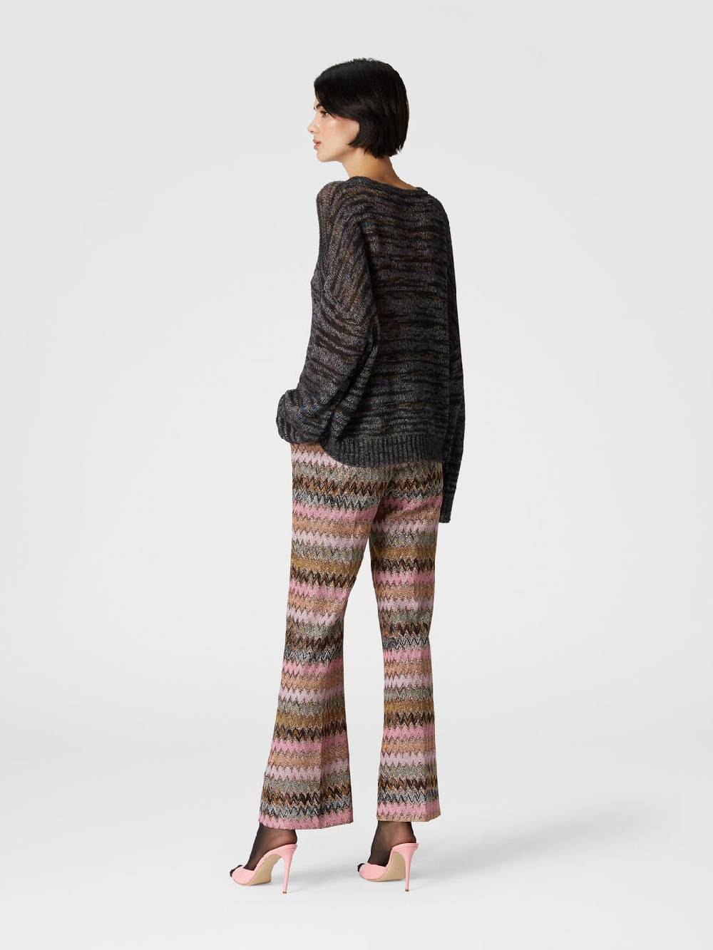 Missoni Pantaloni crop in misto viscosa zig zag lamé Liquidazione