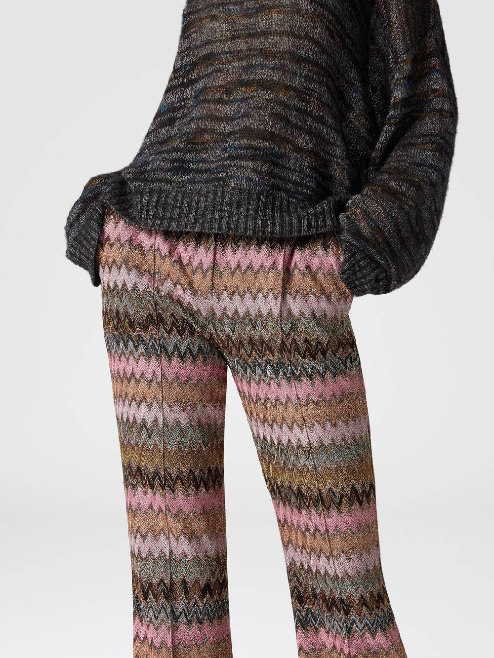 Missoni Pantaloni crop in misto viscosa zig zag lamé Liquidazione