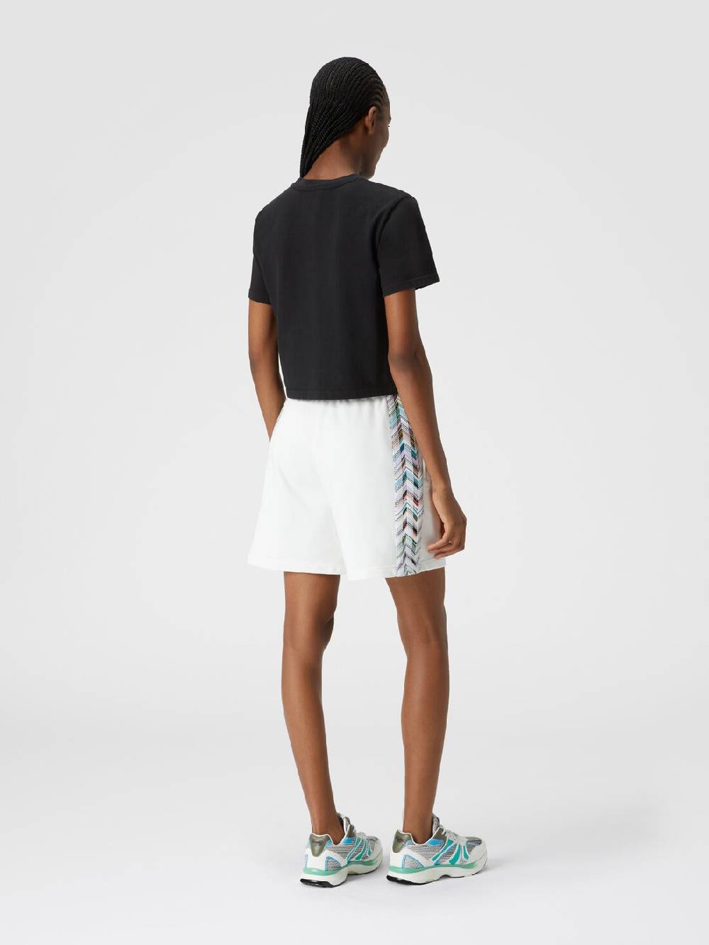 Missoni Shorts in felpa di cotone con logo e bande laterali in maglia Offerte giornaliere