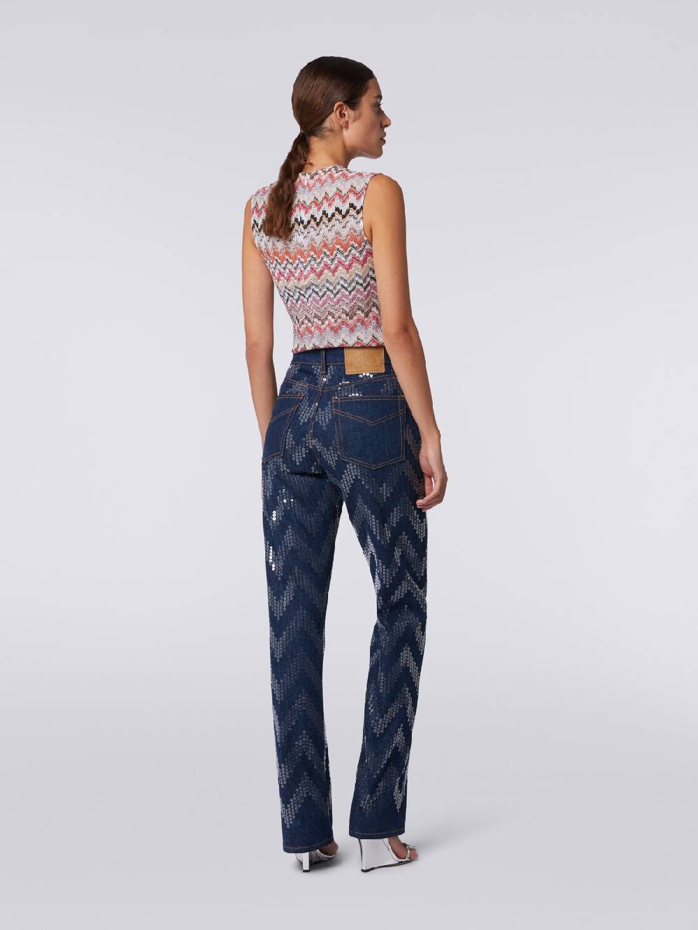 Missoni Cinque tasche in denim con paillettes zig zag Prezzo basso