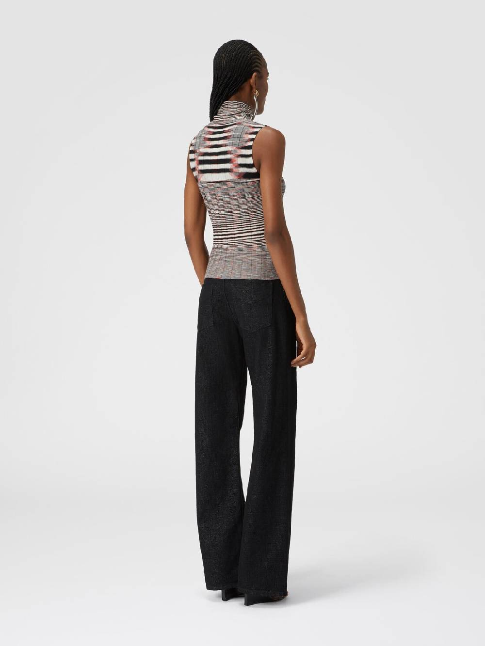 Missoni Canottiera con collo alto in cashmere e seta a costine Sostegno trimestrale