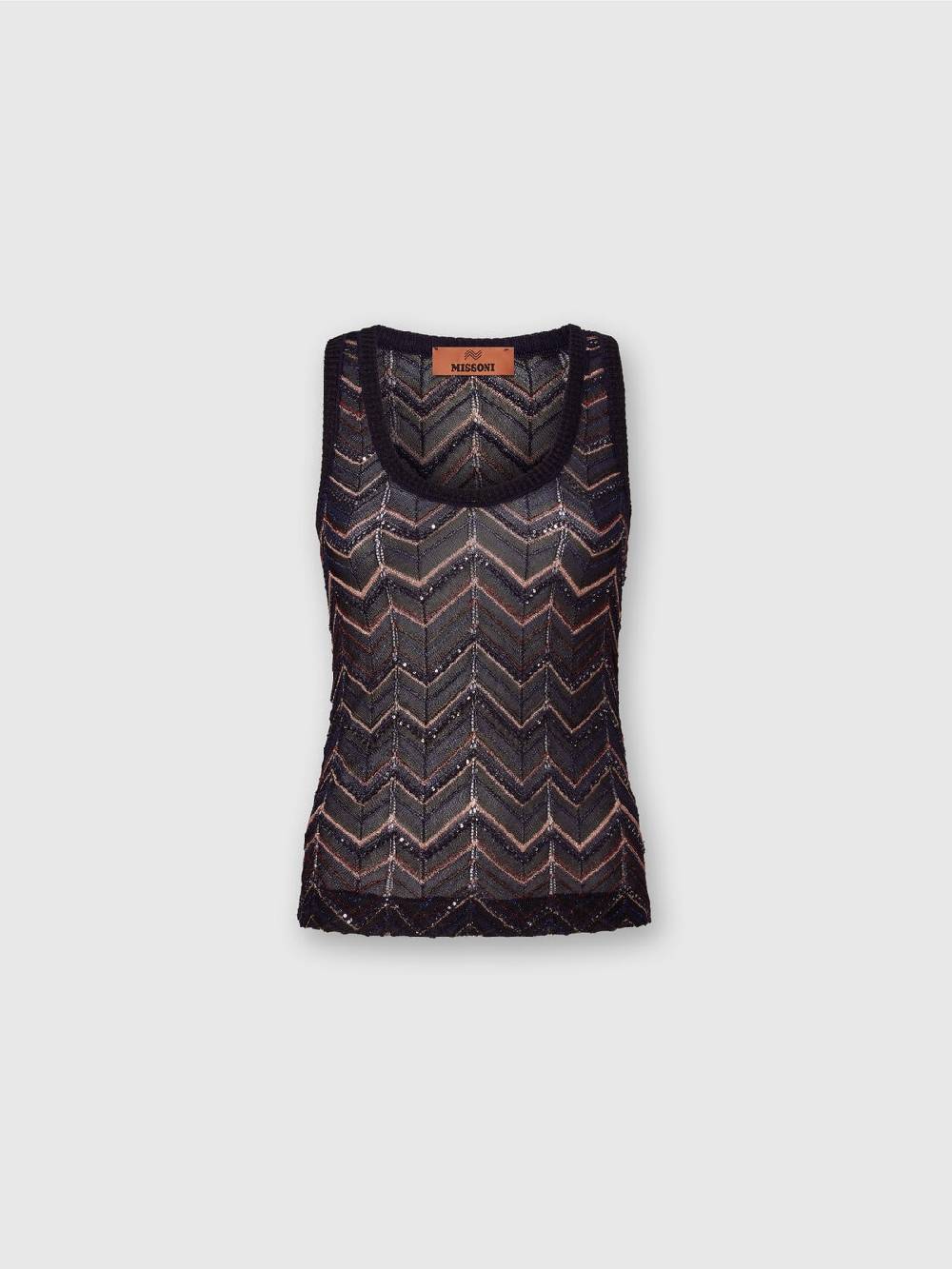 Missoni Canottiera in maglia zig zag con lurex e paillettes Officina
