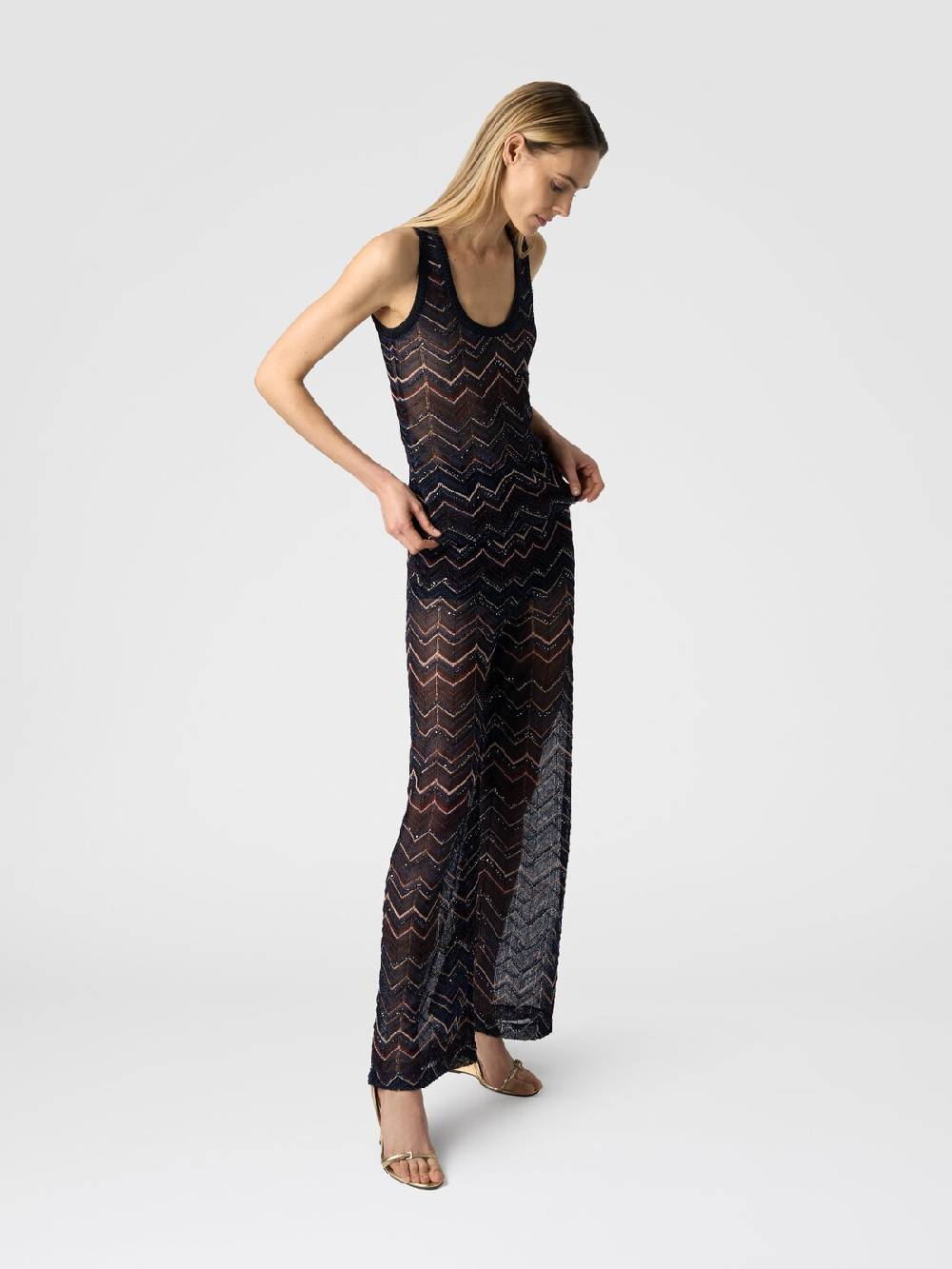 Missoni Canottiera in maglia zig zag con lurex e paillettes Officina