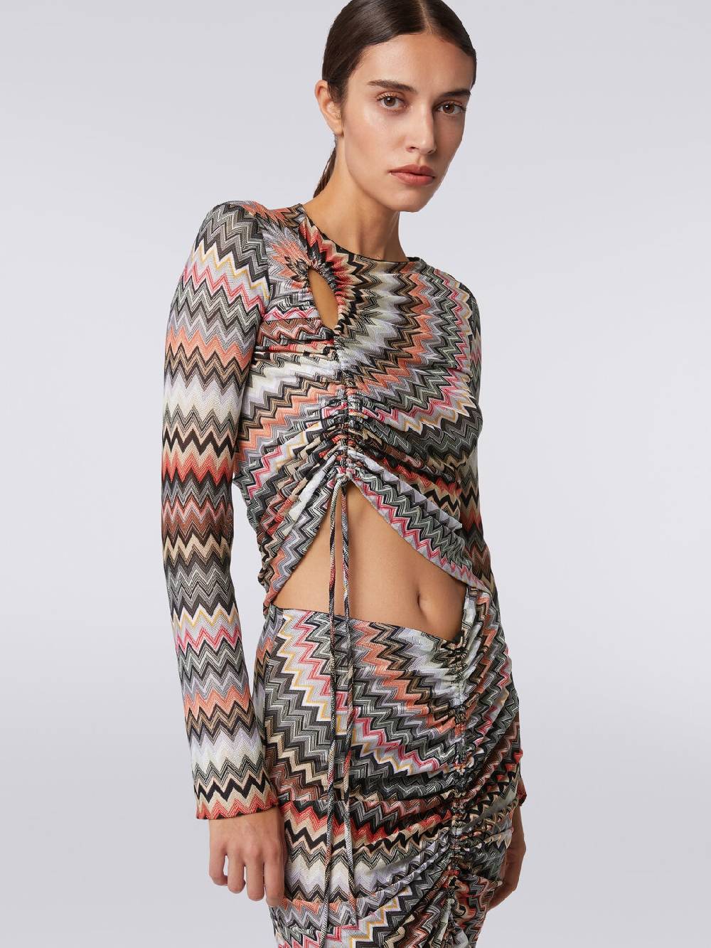 Missoni Top a maniche lunghe zig zag con arricciatura e dettaglio cut-out Limitato a 3 giorni