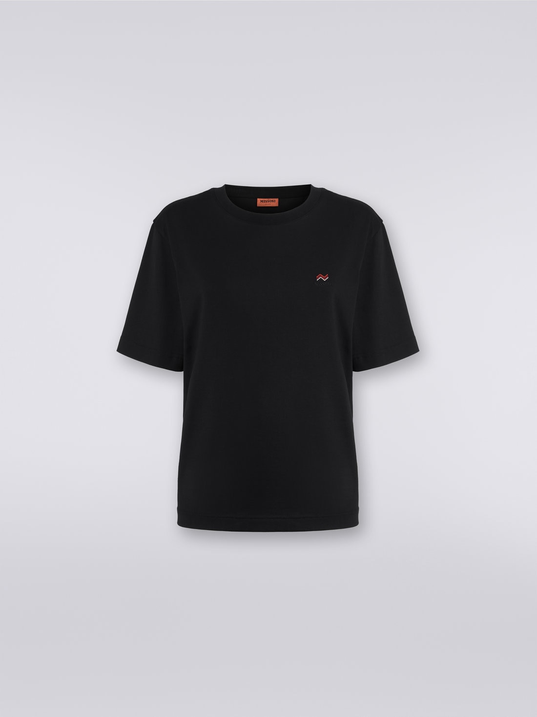 Missoni T-shirt girocollo in cotone con ricamo e logo In vendita