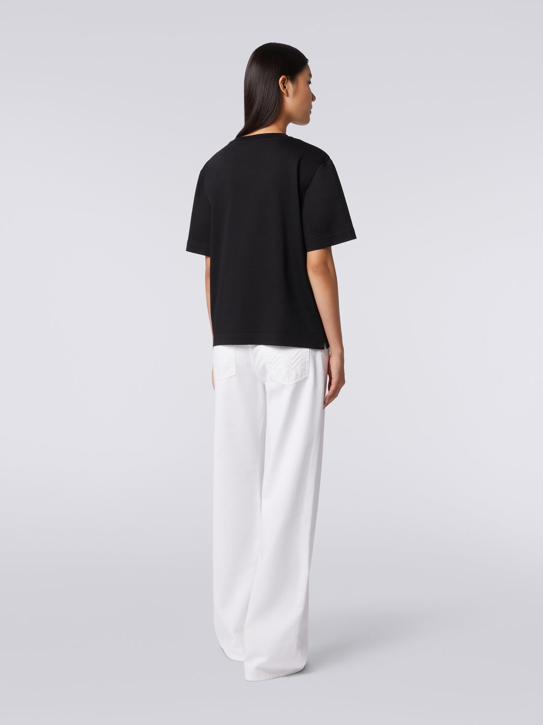Missoni T-shirt girocollo in cotone con ricamo e logo In vendita