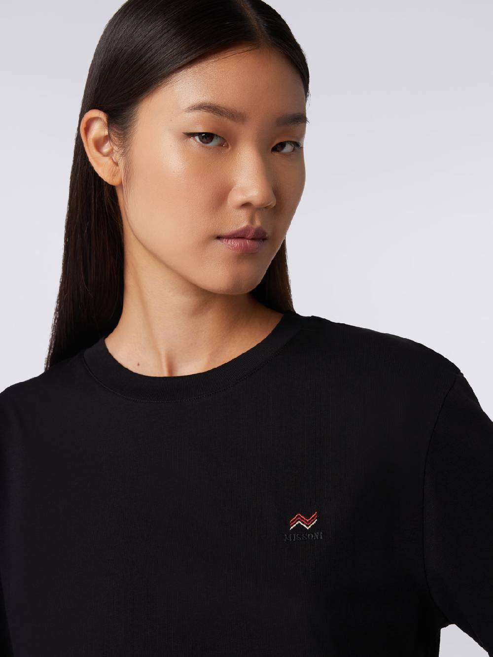 Missoni T-shirt girocollo in cotone con ricamo e logo In vendita