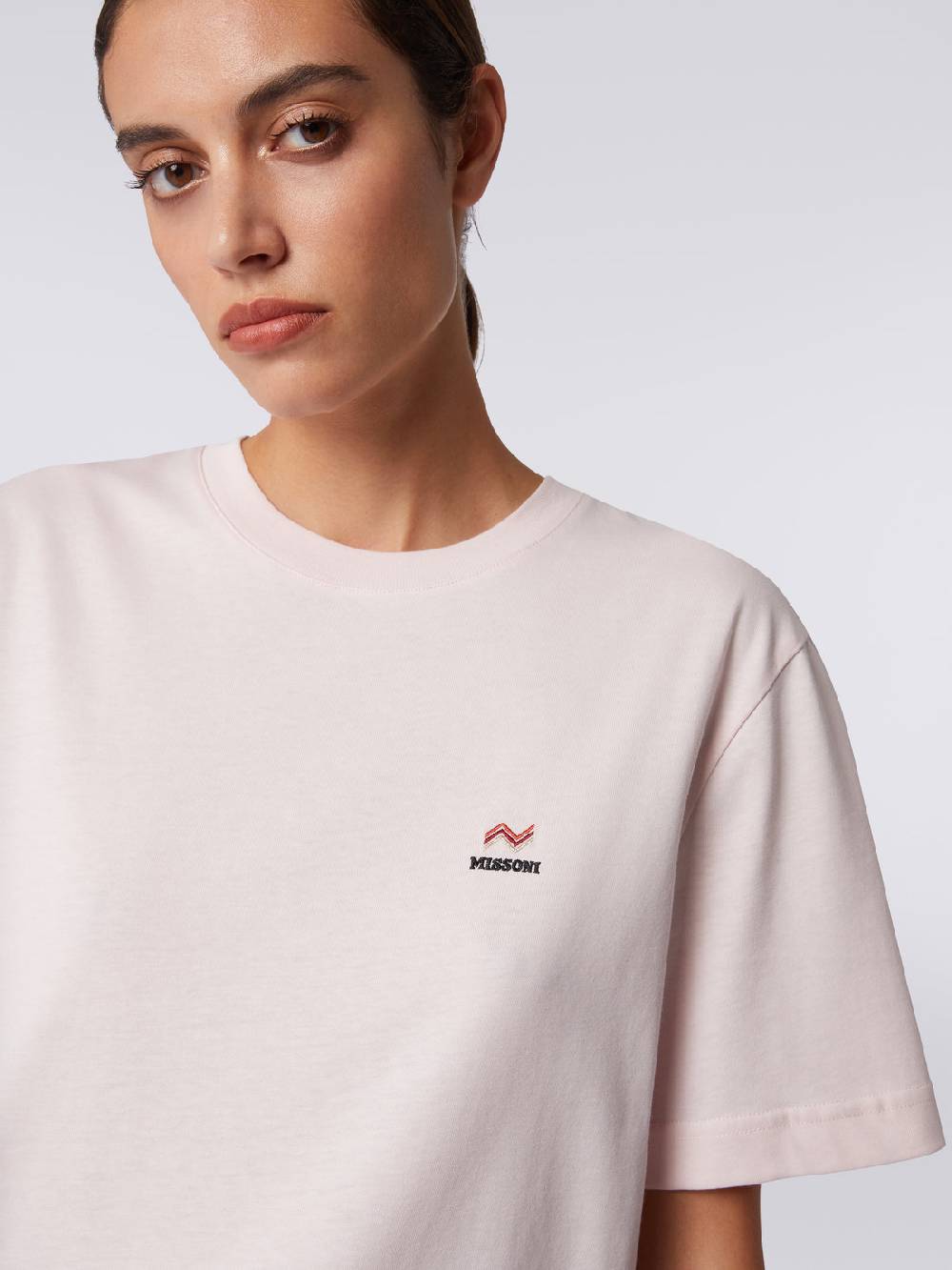 Missoni T-shirt girocollo in cotone con ricamo e logo 50% di sconto per tempo limitato