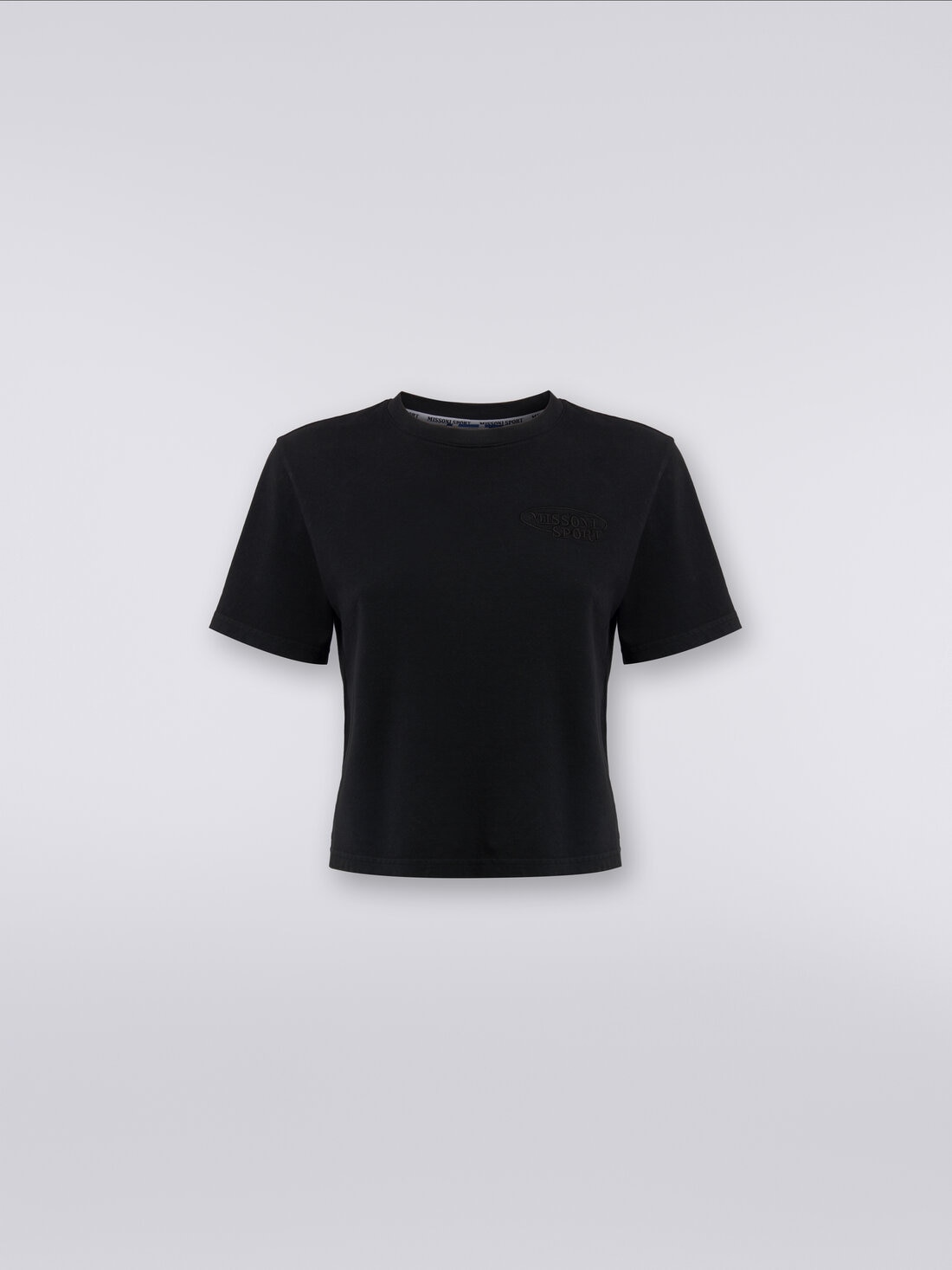 Missoni T-shirt girocollo crop in cotone con logo Sconti questo mese
