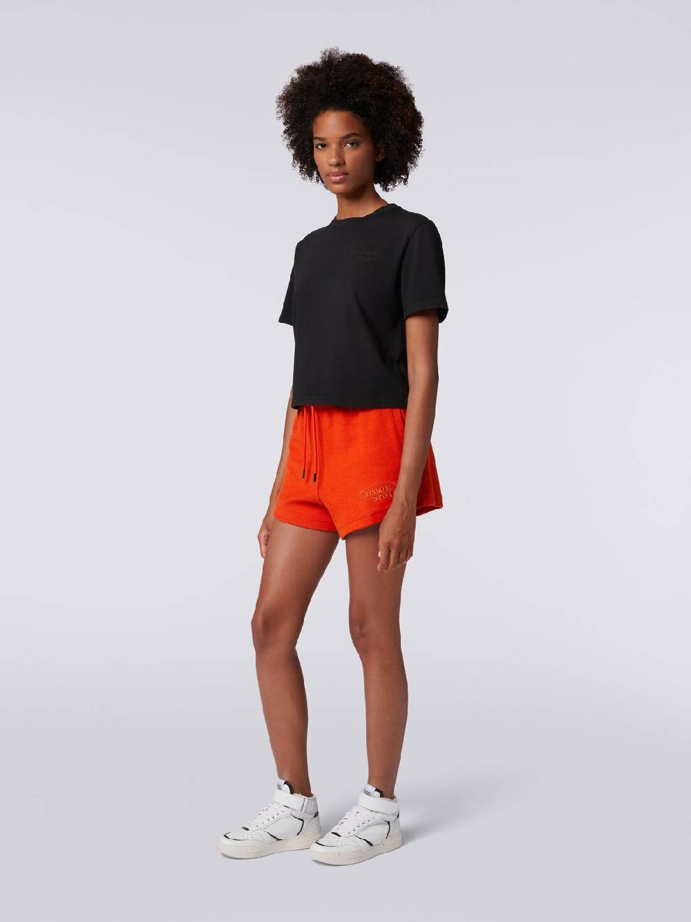 Missoni T-shirt girocollo crop in cotone con logo Sconti questo mese