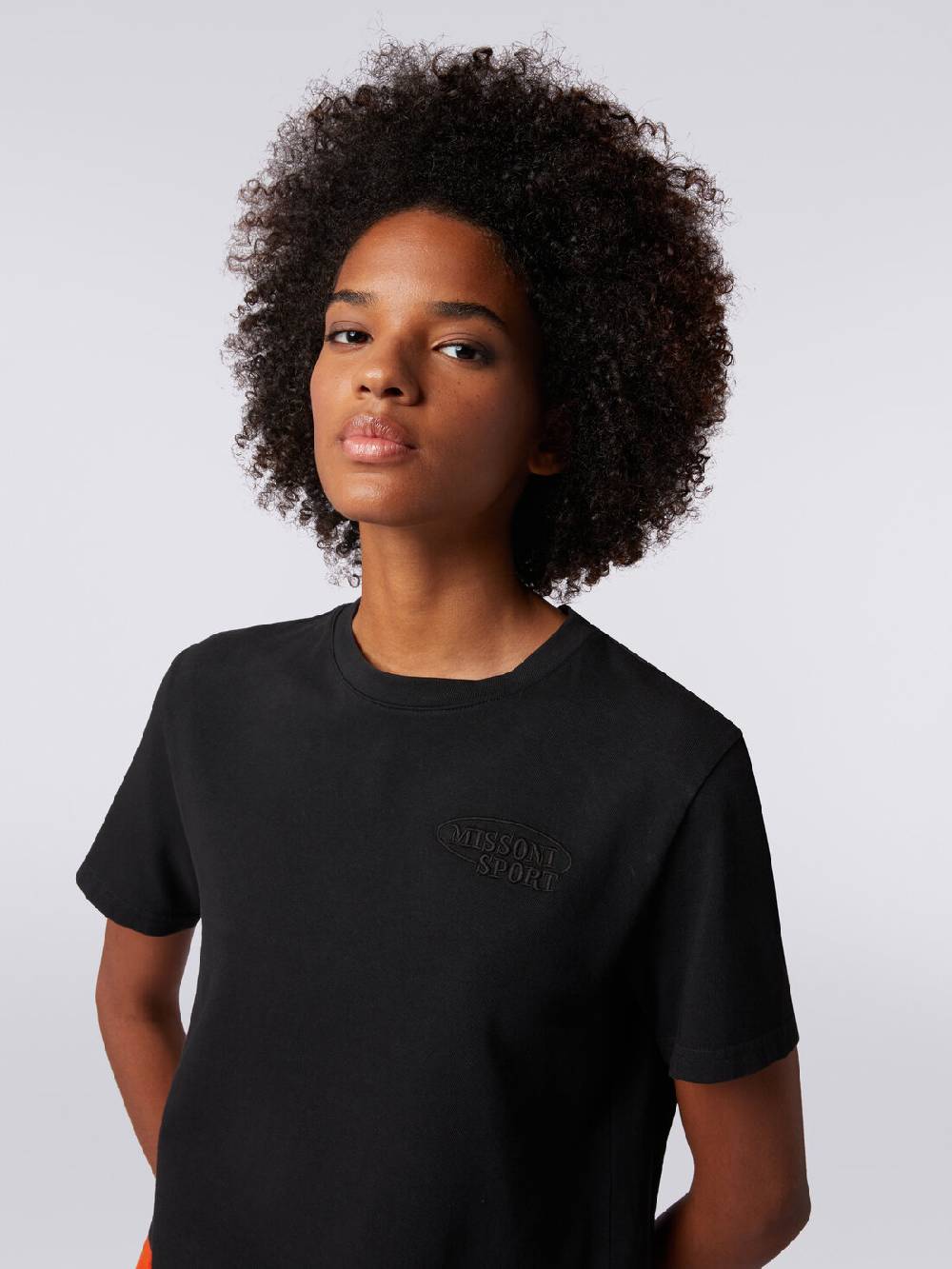 Missoni T-shirt girocollo crop in cotone con logo Sconti questo mese