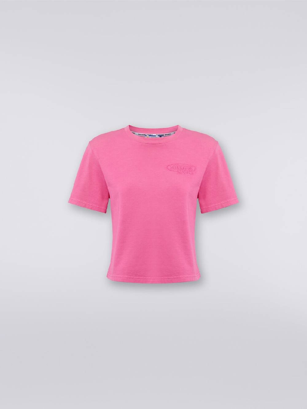 Missoni T-shirt girocollo crop in cotone con logo Italy