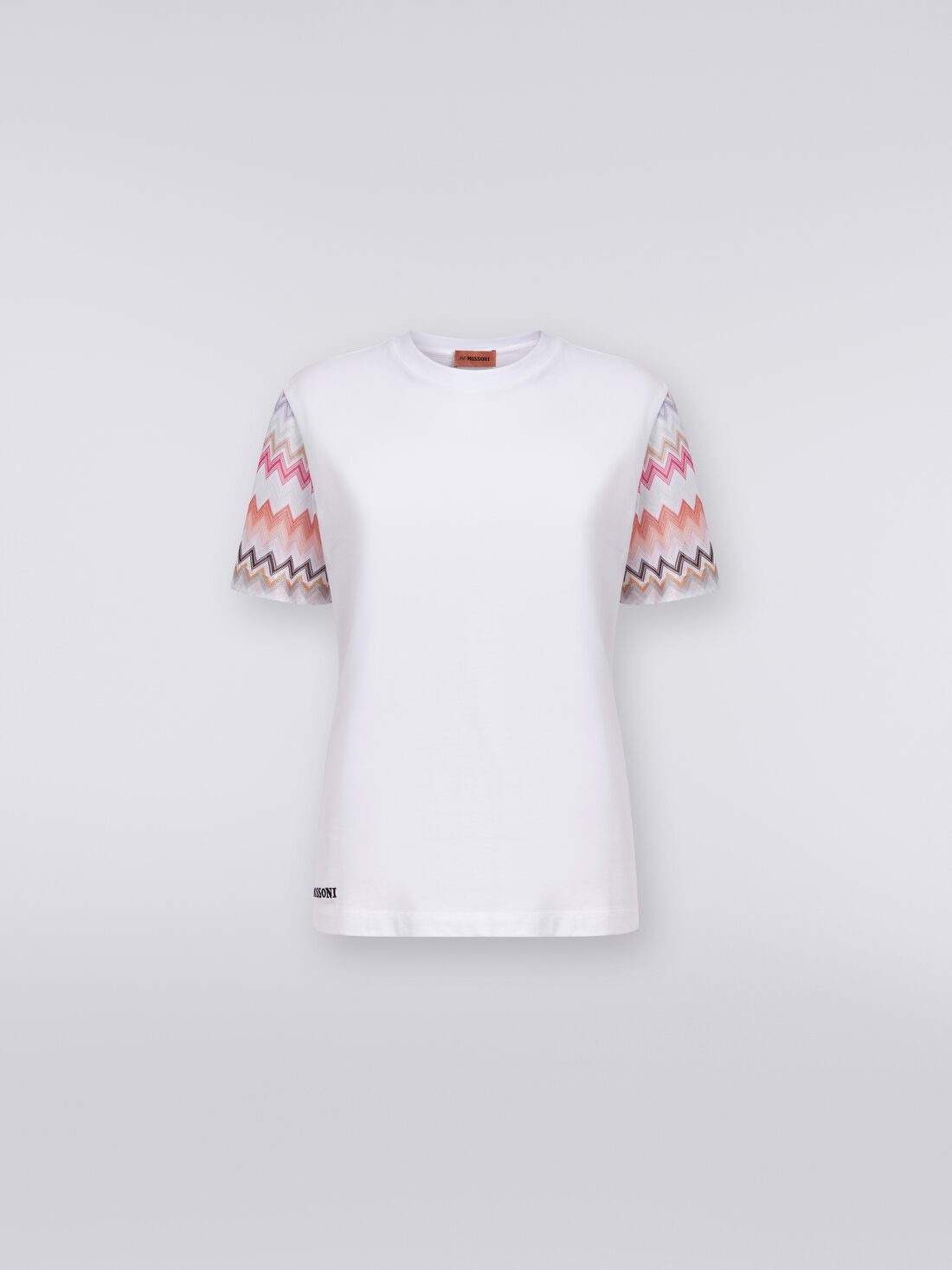 Missoni T-shirt girocollo in cotone con inserti zig zag In Linea