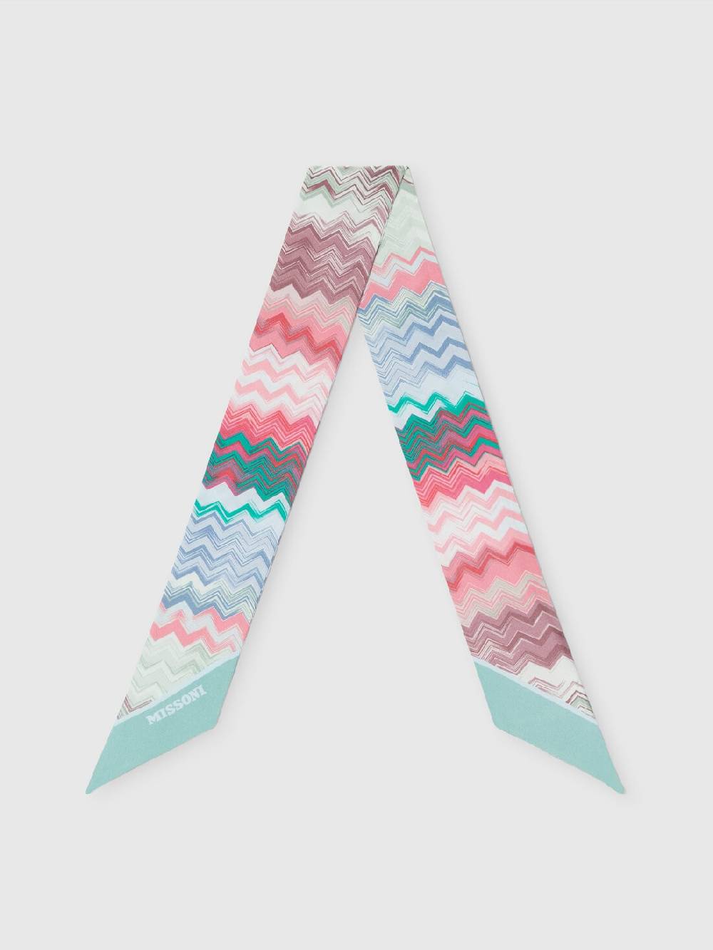 Missoni Foulard in seta con zig zag e scritta logo Consegna Veloce