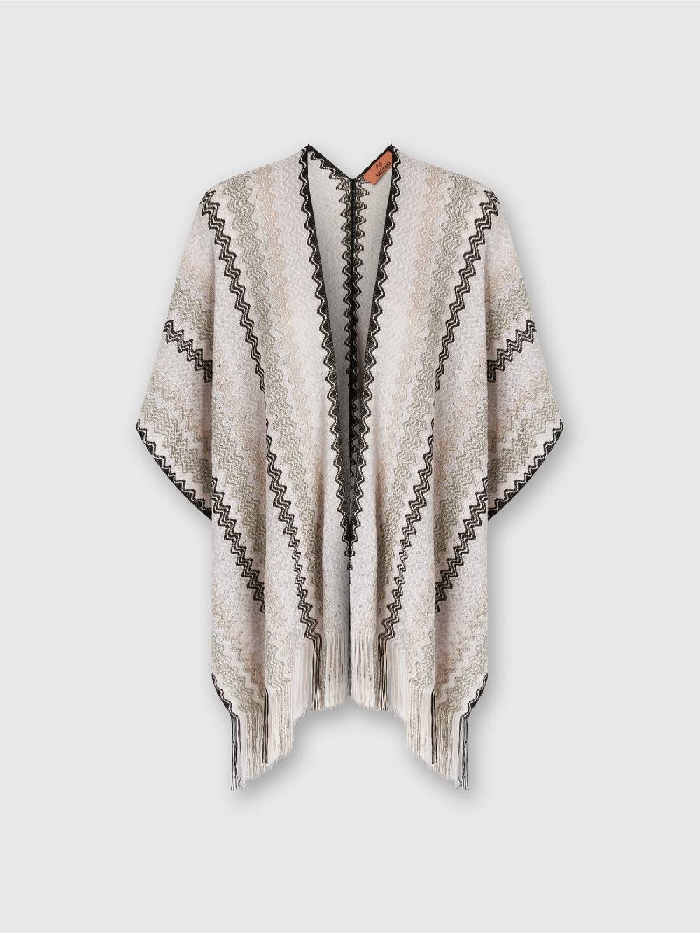 Missoni Poncho in maglia di misto viscosa con motivo a onde e frange Sottocosto