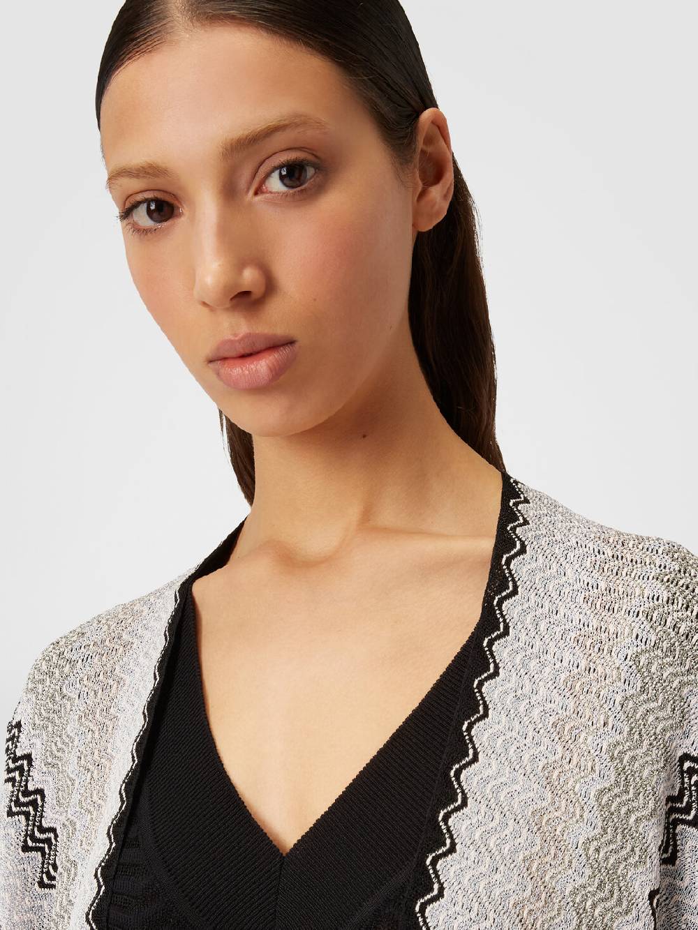 Missoni Poncho in maglia di misto viscosa con motivo a onde e frange Sottocosto