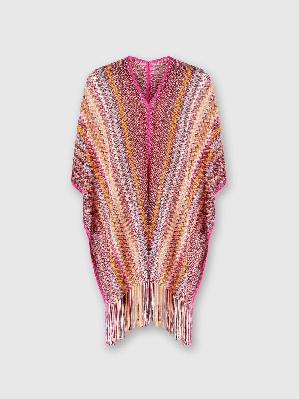 Missoni Poncho in maglia di viscosa zig zag con frange Convenienza
