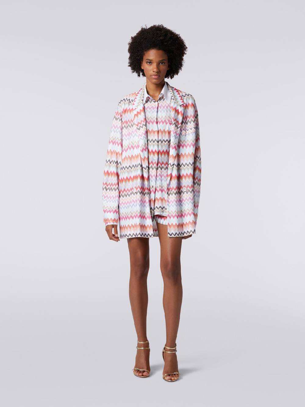 Missoni Blazer doppiopetto in cotone e viscosa stampa zig zag Novità