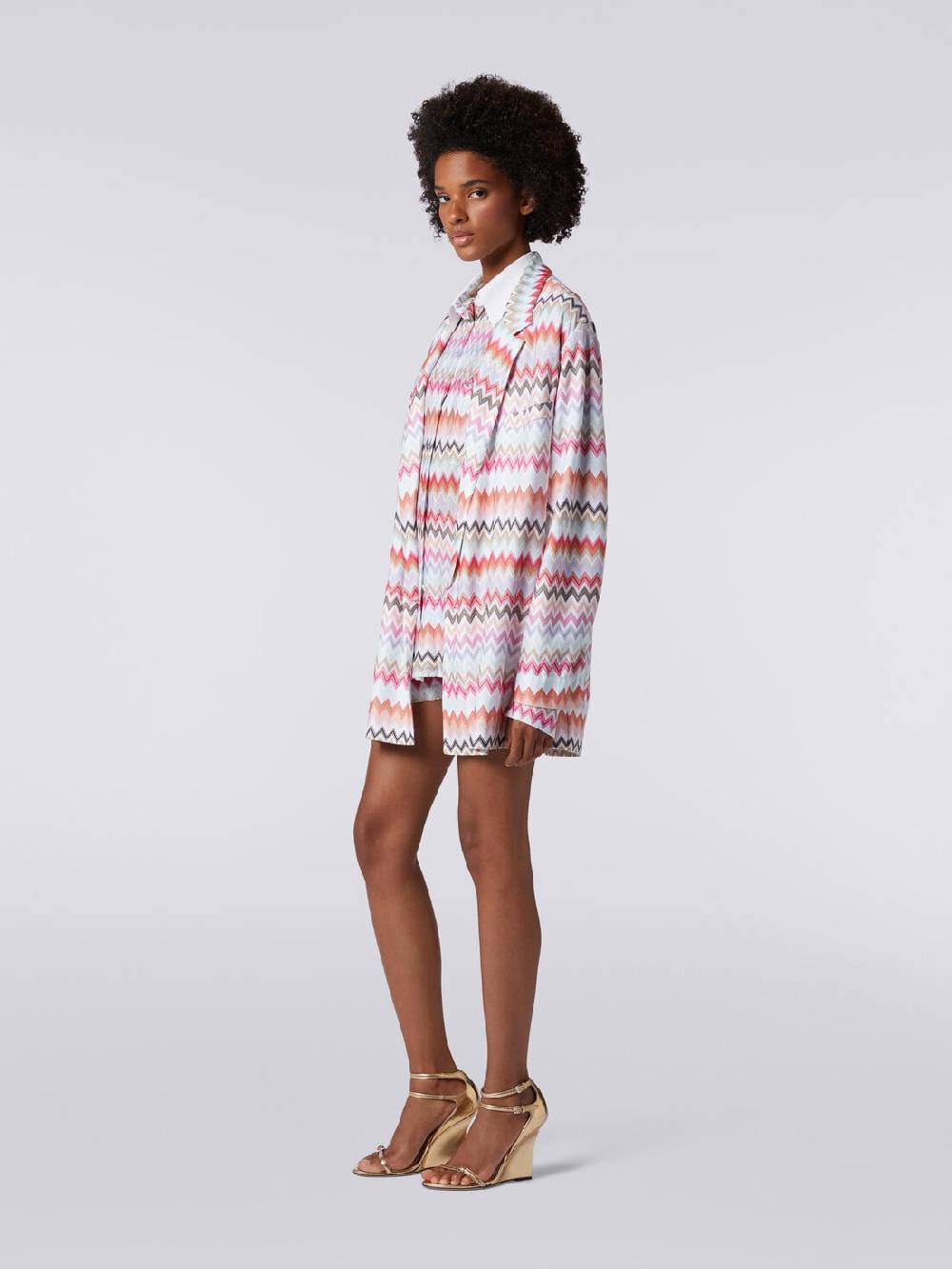 Missoni Blazer doppiopetto in cotone e viscosa stampa zig zag Novità
