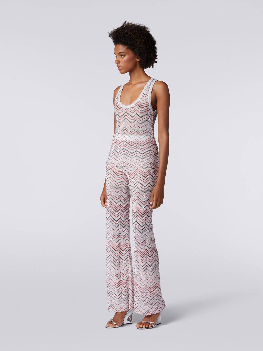 Missoni Pantaloni in maglia zig zag con lurex e paillettes Presa