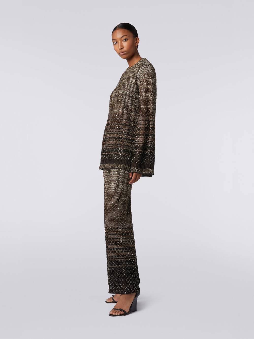 Missoni Pantaloni in maglia dégradé con paillettes Sconto