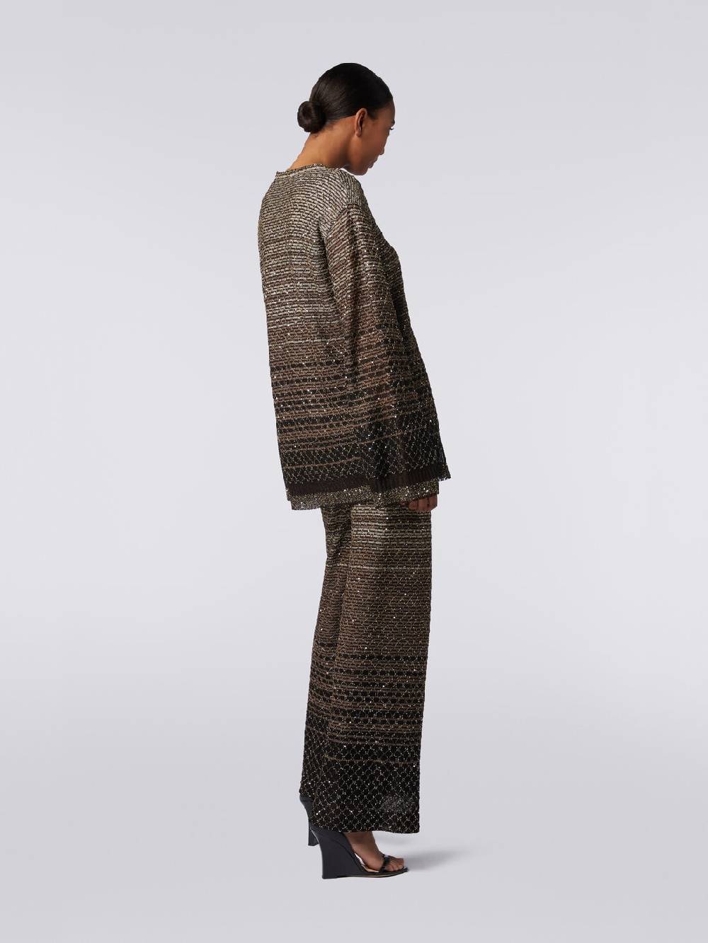Missoni Pantaloni in maglia dégradé con paillettes Sconto