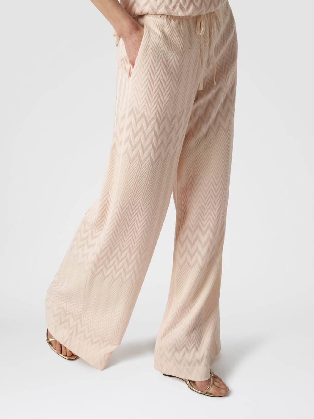 Missoni Pantaloni a palazzo in cotone e viscosa zig zag Offerta